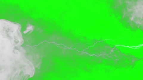 Lightning bolt with smoke on green screen. Electric discharge effect for video Stock Footage 339755709