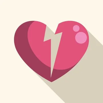 Lightning bolt splitting pink heart in two halves Stock Illustration