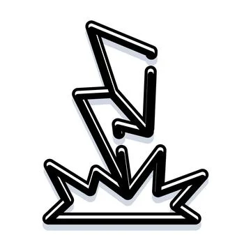Lightning bolt strike creating electrical energy impact Stock Illustration