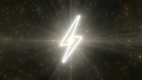 Lightning Bolt Strike Symbol Shape Outline Glowing Neon Lights Tunnel Stock Footage 171314202