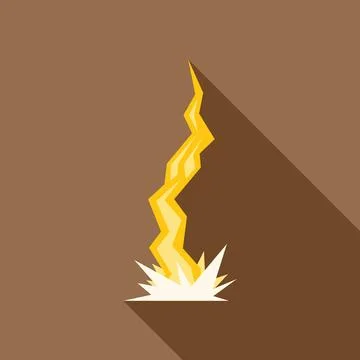 Lightning bolt striking ground with bright flash and long shadow Stock Illustration