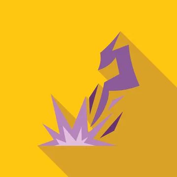 Lightning bolt striking ground causing explosion with long shadow Stock Illustration