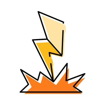 Lightning bolt striking ground causing electrical impact Stock Illustration