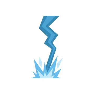Lightning bolt striking ground, creating electric shockwave and flash Stock Illustration