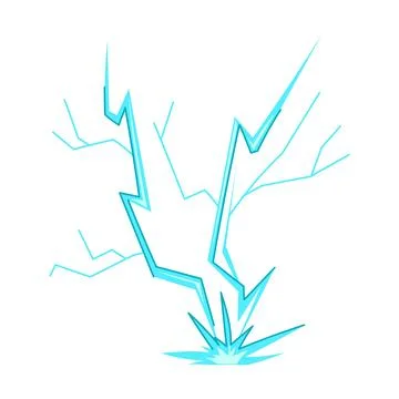 Lightning bolt striking ground creating powerful electrical discharge Stock Illustration
