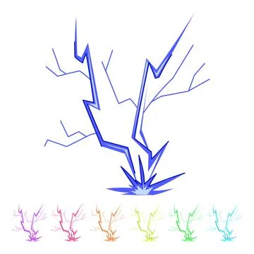 Lightning bolt striking ground creating powerful electrical discharge graphic Stock Illustration