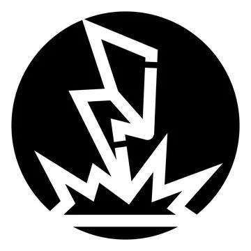Lightning bolt striking ground creating explosion icon Illustrazione stock