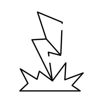Lightning bolt striking ground creating electric spark Illustrazione stock