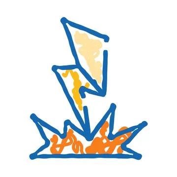 Lightning bolt striking ground creating energy impact Stock Illustration