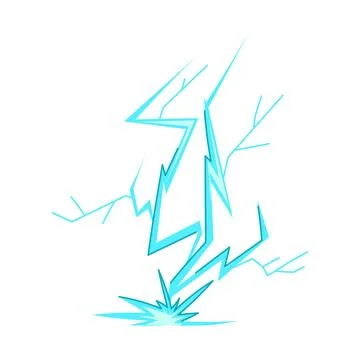 Lightning bolt striking ground with electric impact Stock Illustration