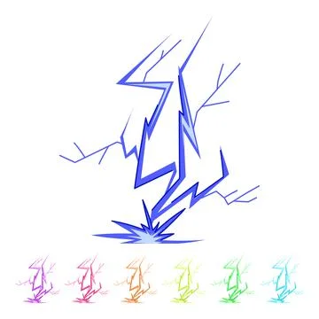 Lightning bolt striking ground with electric impact graphic Stock Illustration
