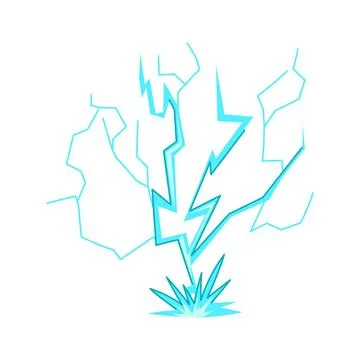 Lightning bolt striking ground generating electric impact Stock Illustration