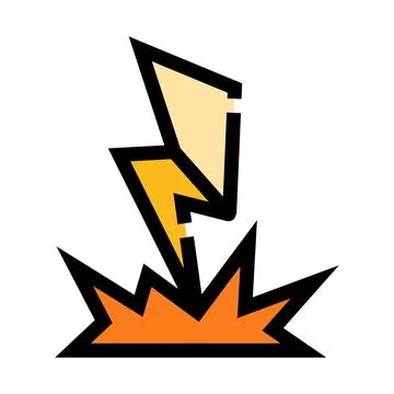 Lightning bolt striking ground icon generating energy Stock Illustration