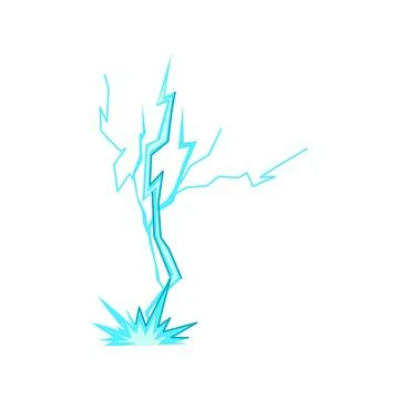 Lightning bolt striking ground showing electrical energy discharge Stock Illustration