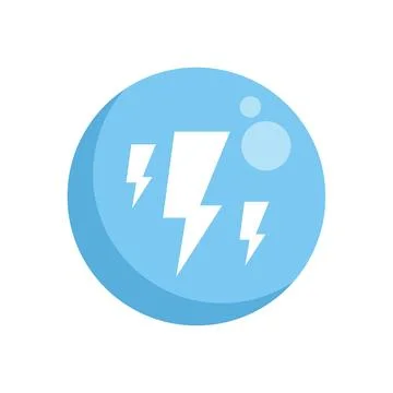 Lightning bolt striking inside blue circle logo representing power and energy Stock Illustration