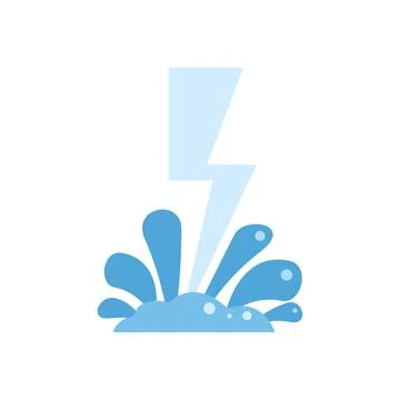 Lightning bolt striking water triggering a splash Stock Illustration