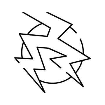 Lightning bolt symbols striking a circular target icon Illustrazione stock