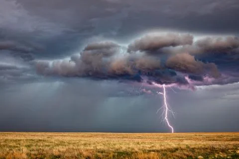 Lightning bolt from a thunderstorm Stock Photos