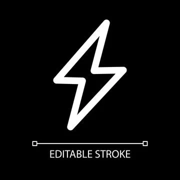 Lightning bolt white linear ui icon for dark theme Stock Illustration