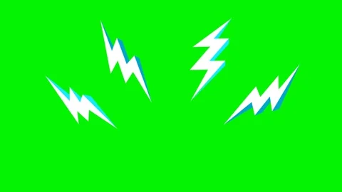 Lightning Bolts Icon with Comic Style On Green Screen Stock Footage 341008165