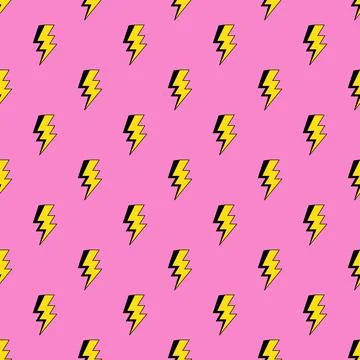 Lightning bolts seamless pattern in cartoon, comic style. Stockillustratie