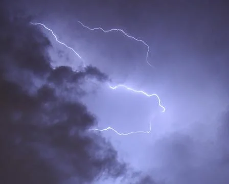 Lightning Bolts in the sky Stock Photos
