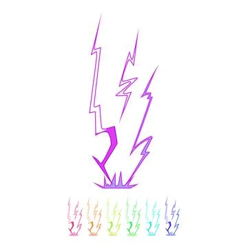 Lightning bolts striking down with electricity power Illustrazione stock