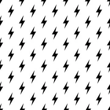 Lightning bolts, thunderbolts seamless pattern vector illustration. Stock Illustration