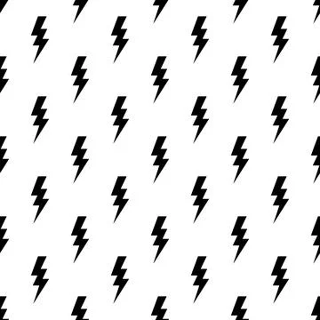 Lightning bolts, thunderbolts seamless pattern vector illustration. Stock Illustration