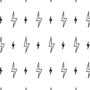 Lightning bolts vector seamless pattern. Doodle lightning signs, lightning .. Stock Illustration