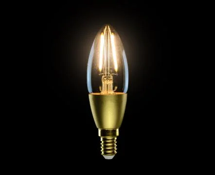 Lightning bulb on black background. Stock Photos