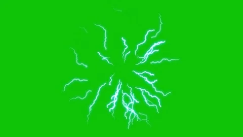 Lightning Burst Green Screen VFX Overlay Electric Energy discharge Animation Stock-Footage 338432577