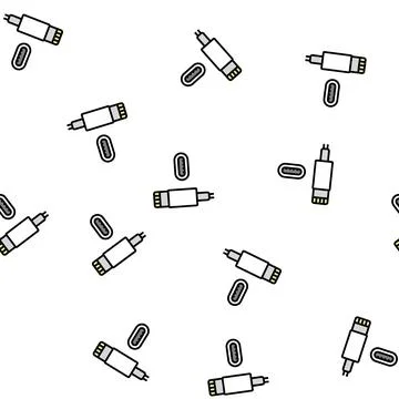 Lightning cable vector seamless pattern Stock Illustration