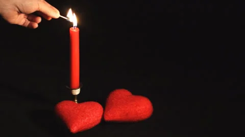 Lightning candle with a matchstick Stock Footage 33864317