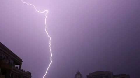 Lightning in the city (HD) Stock Footage 742969