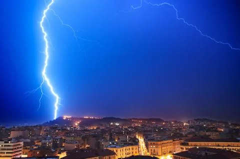 Lightning on the city Stock Photos
