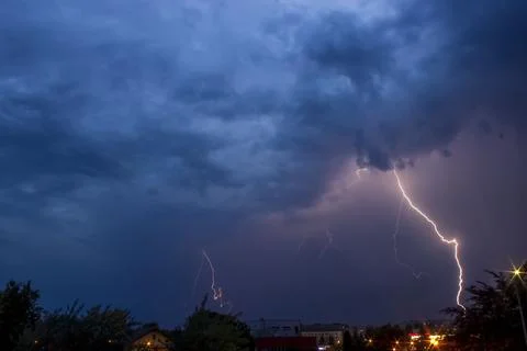 Lightning in the city Stock Photos