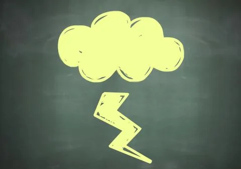 Lightning cloud doodle on blackboard Stock Illustration