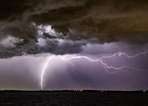 Lightning Cloud to Ground and Cloud to Air Stock Photos