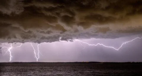 Lightning Cloud to Ground and Cloud to Air Stock Photos