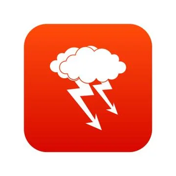 Lightning cloud icon digital red 스톡 일러스트