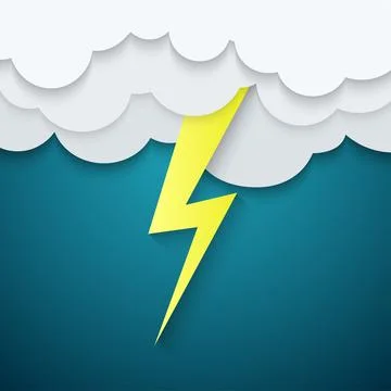 Lightning in the clouds on a blue background Stock Illustration