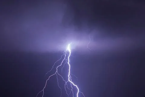Lightning in the clouds on the horizon Foto stock