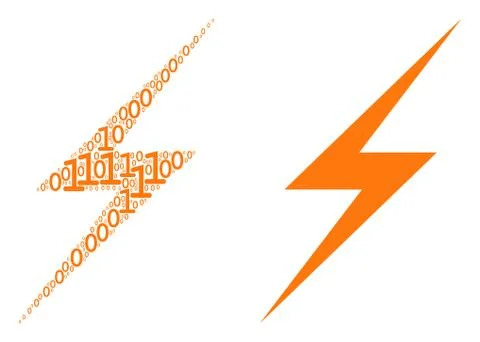 Lightning Collage of Binary Digits 库存插图