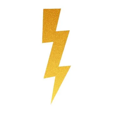Lightning comic bolt with yellow grunge effect. Electric halftone sticker Stock Illustration