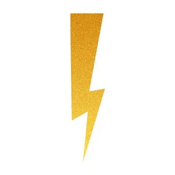 Lightning comic bolt with yellow grunge effect. Electric halftone sticker Stock Illustration