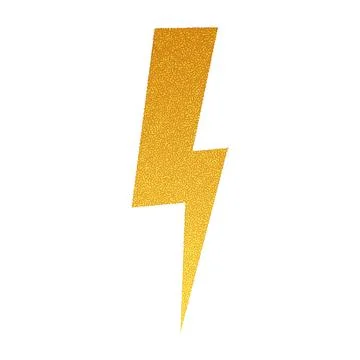 Lightning comic bolt with yellow grunge effect. Electric halftone sticker Stock Illustration
