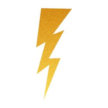 Lightning comic bolt with yellow grunge effect. Electric halftone sticker Stock Illustration