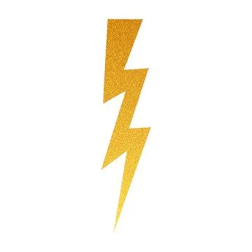 Lightning comic bolt with yellow grunge effect. Electric halftone sticker Stock Illustration