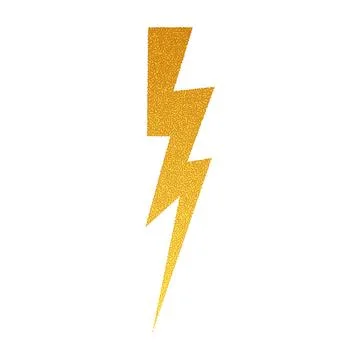 Lightning comic bolt with yellow grunge effect. Electric halftone sticker Stock Illustration